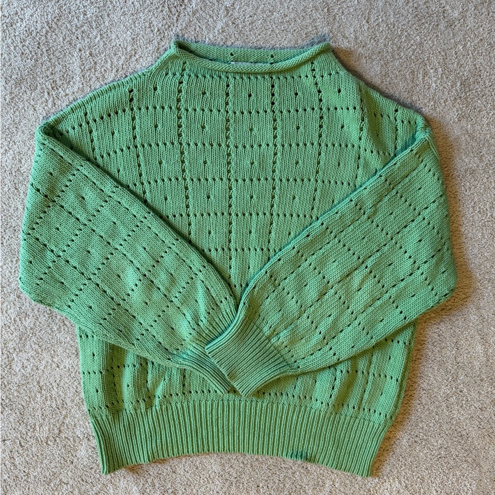 Misha & Puff Knit Windowpane Sweater in Cotton